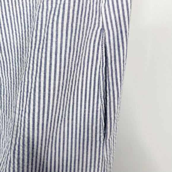 Kim and Proper XXS Blue White Seersucker Striped Short Bell Sleeve Dress Cotton - Picture 6 of 11